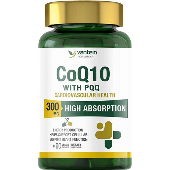 Vantein CoQ10(Coenzyme Q10 with PQQ ) 300mg, 90 Softgels High Absorption Natural Dietary Supplement, Helps Support Energy Production, Antioxidants, Heart Function Support, Brain and Cellular Health