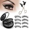 Magnetic Self Adhesive Eyelashes Eyelashes with Eyeliner Kit, 5 pairs Magnetic Lashes with 2 Tubes of Magnetic Eyeliner, Easy to Apply Natural Looking False Magnetic Lashes Set，No Glue needed