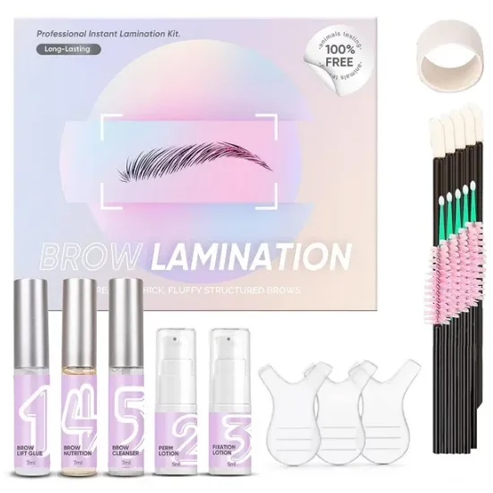 Brow Lamination Kit, Eyebrow Lamination Kit, Instant DIY Eyebrow Lift Kit for Fuller, Thicker Eyebrows, Lasts For 6-8 Weeks