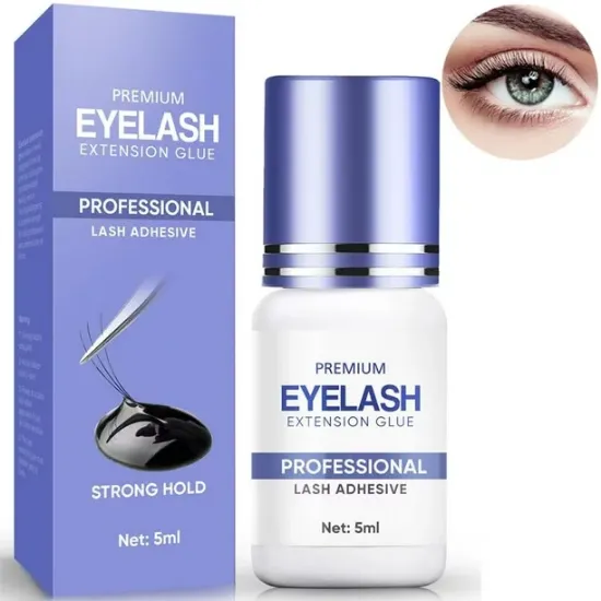 Eyelash Extension Glue, Super Strong Hold Lash Glue, Invisible & Lasting Eyelash Glue for Lash Extensions Suitable for Sensitive Eyes