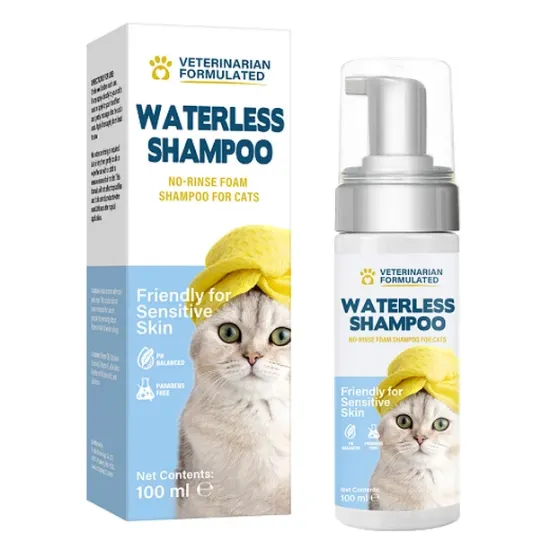 Waterless Pet Shampoo, Licking Safe Dry Shampoo for Cats, No Rinse Foam Cat Bath, Grooming for Cat