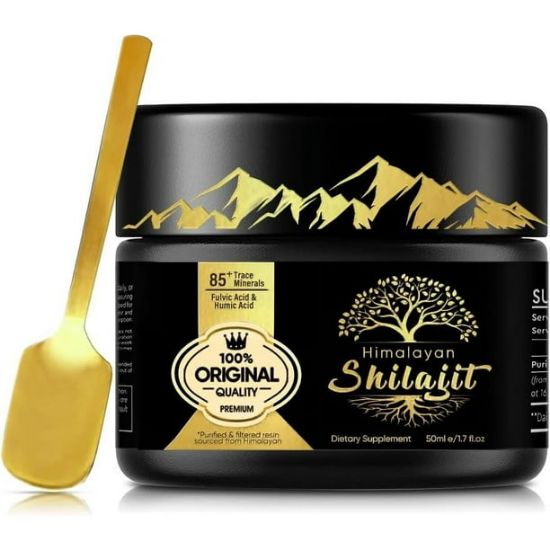 Picture of 500mg Shilajit Pure Himalayan Organic Resin, 85+ Trace Minerals Complex for Focus & Energy, Immune Support, Overall Health - 50 Grams (2-3 Month Supply)