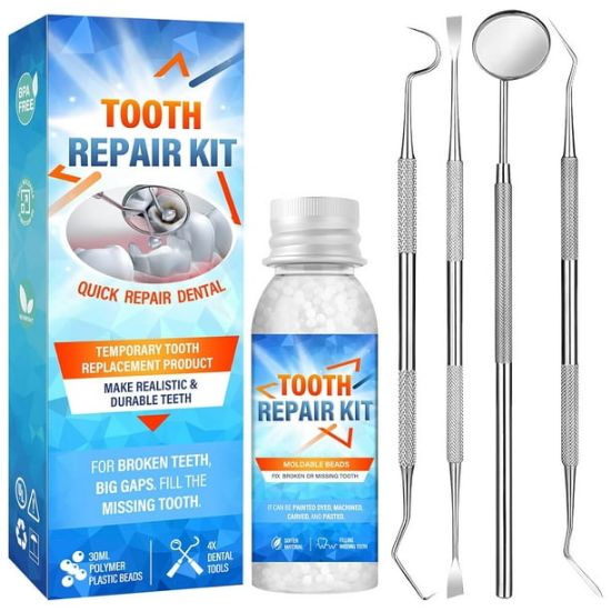 Picture of Tooth Repair Kit, Temporary Fake Teeth, Fixing The Missing and Broken Tooth Replacements, with 4 Dental Tools
