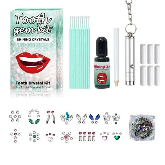 Picture of DIY Tooth Gem Kit with UV Glue and Light，Professional Crystals Jewelry kit, Teeth Gems Kit Fashionable Removable Tooth Ornaments, Great Tooth Gems Kit for DIY Use